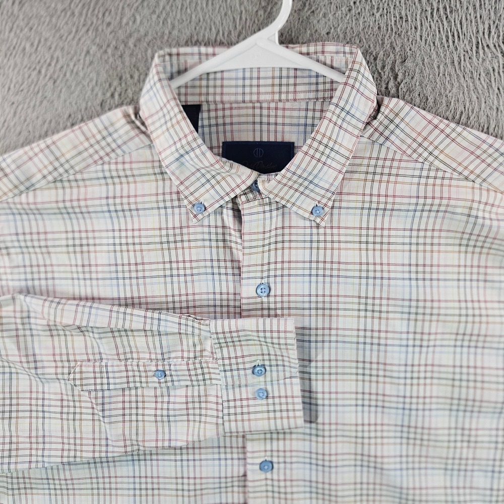 David‎ Donahue Fusion Performance Shirt Mens XL 17.5 Plaid Button Down Stretch
